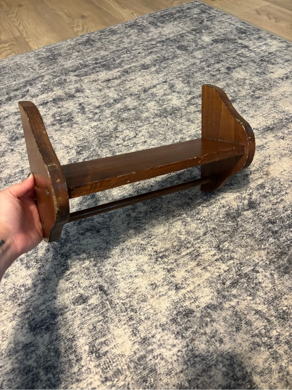 Vintage Classic Mid Century Modern Brown Wooden Wall Shelf Rack Decorative